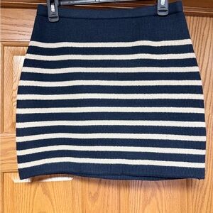 Navy and White Striped knit Women's Skirt
